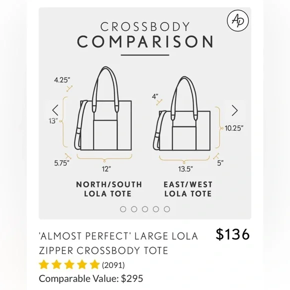 Portland Leather Large Lola Zipper Crossbody Tote Bag - Picture 8 of 8